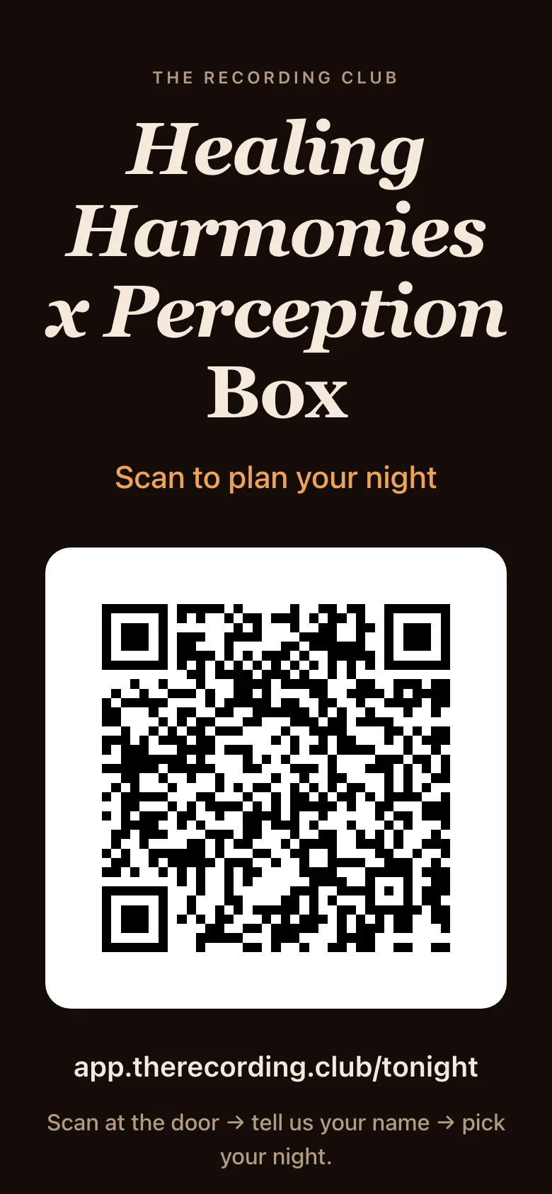 Printable card with a QR code that opens guest check-in